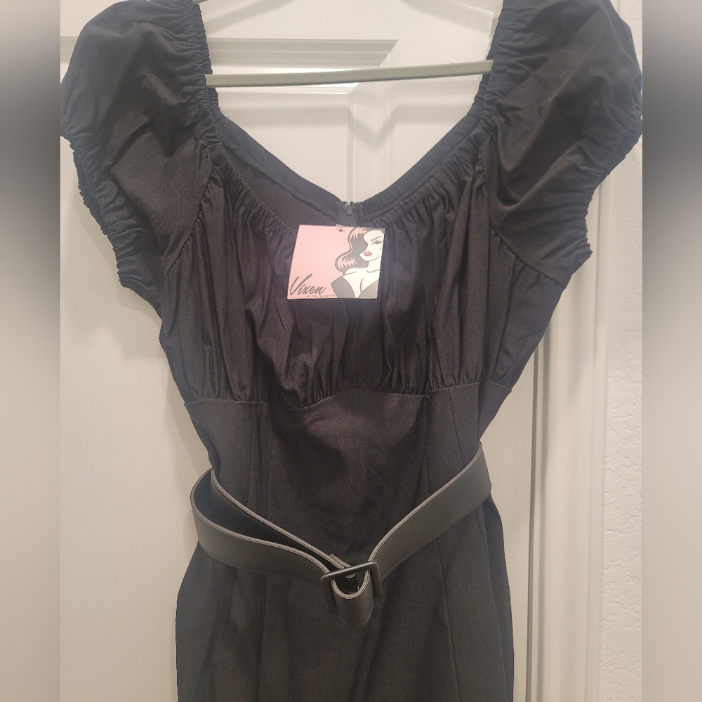 Vixen by Micheline Pitt, Peasant Wiggle Dress, Black 2XL - Picture 5 of 9